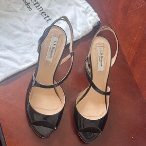 LK Bennett Palmita Black Patent Slingback Heels